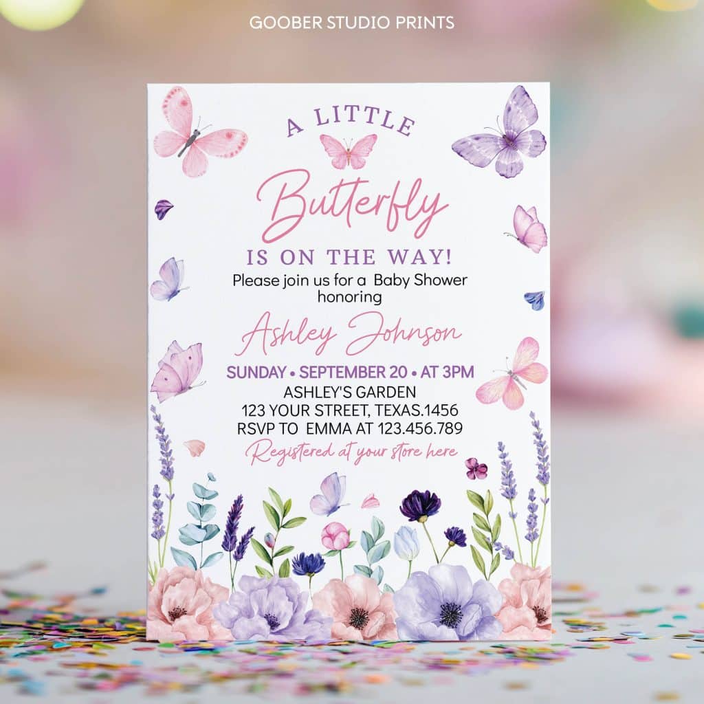 Butterfly Baby Shower Invitation - Goober Studio Prints