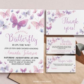 Butterfly Baby Shower Invitation Set