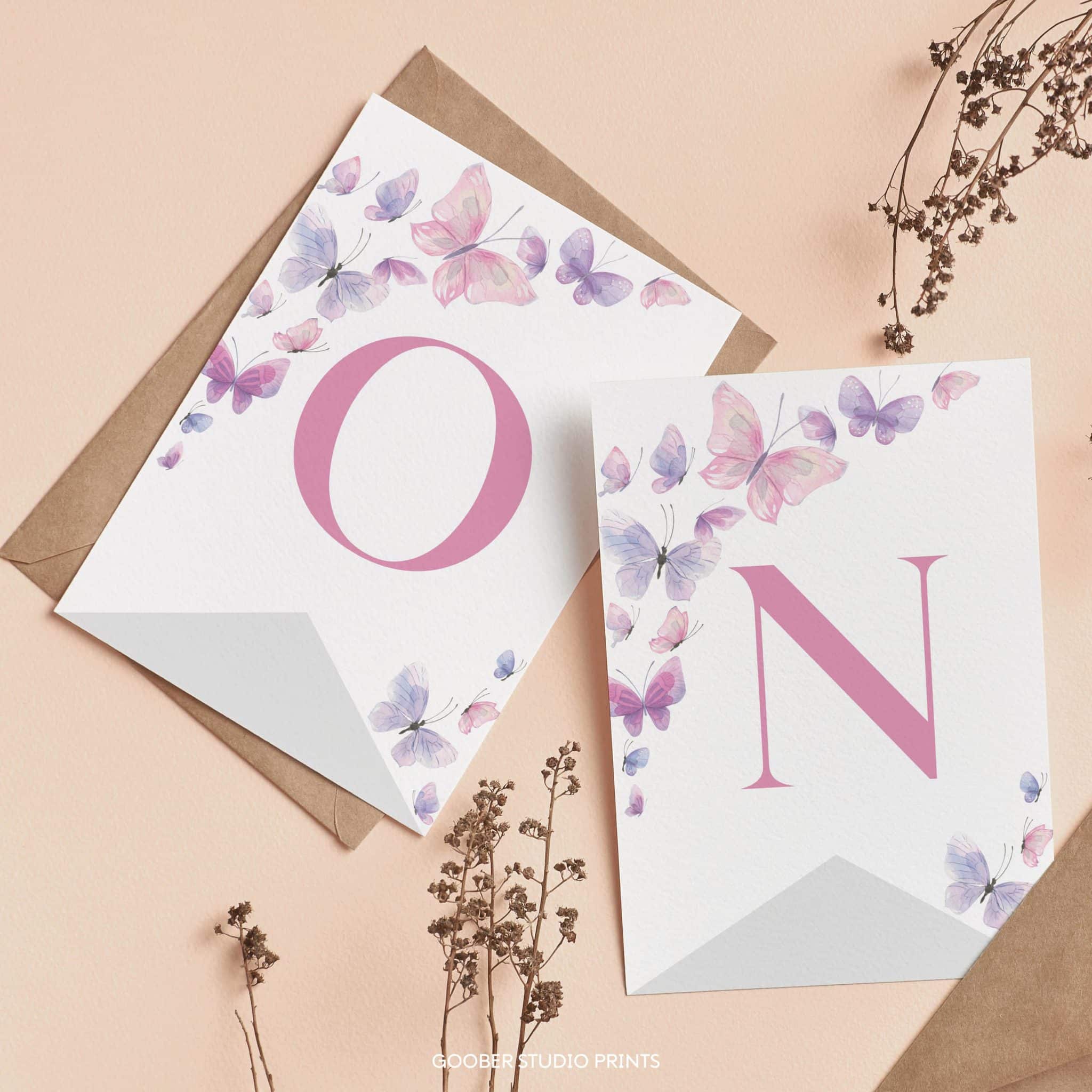 Butterfly 1st Birthday High Chair Banner - Butterfly First Birthday Party Decoration, Pink Purple One Highchair Banner, Spring Photo Props Cake Smash