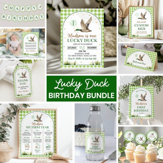 One Lucky Duck Birthday Invitation Bundle