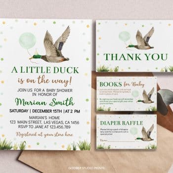 Lucky Duck Baby Shower Invitation Set