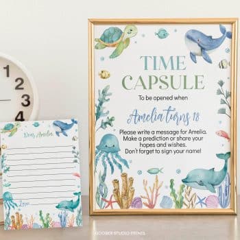 Under The Sea Birthday Time Capsule Sign & Card