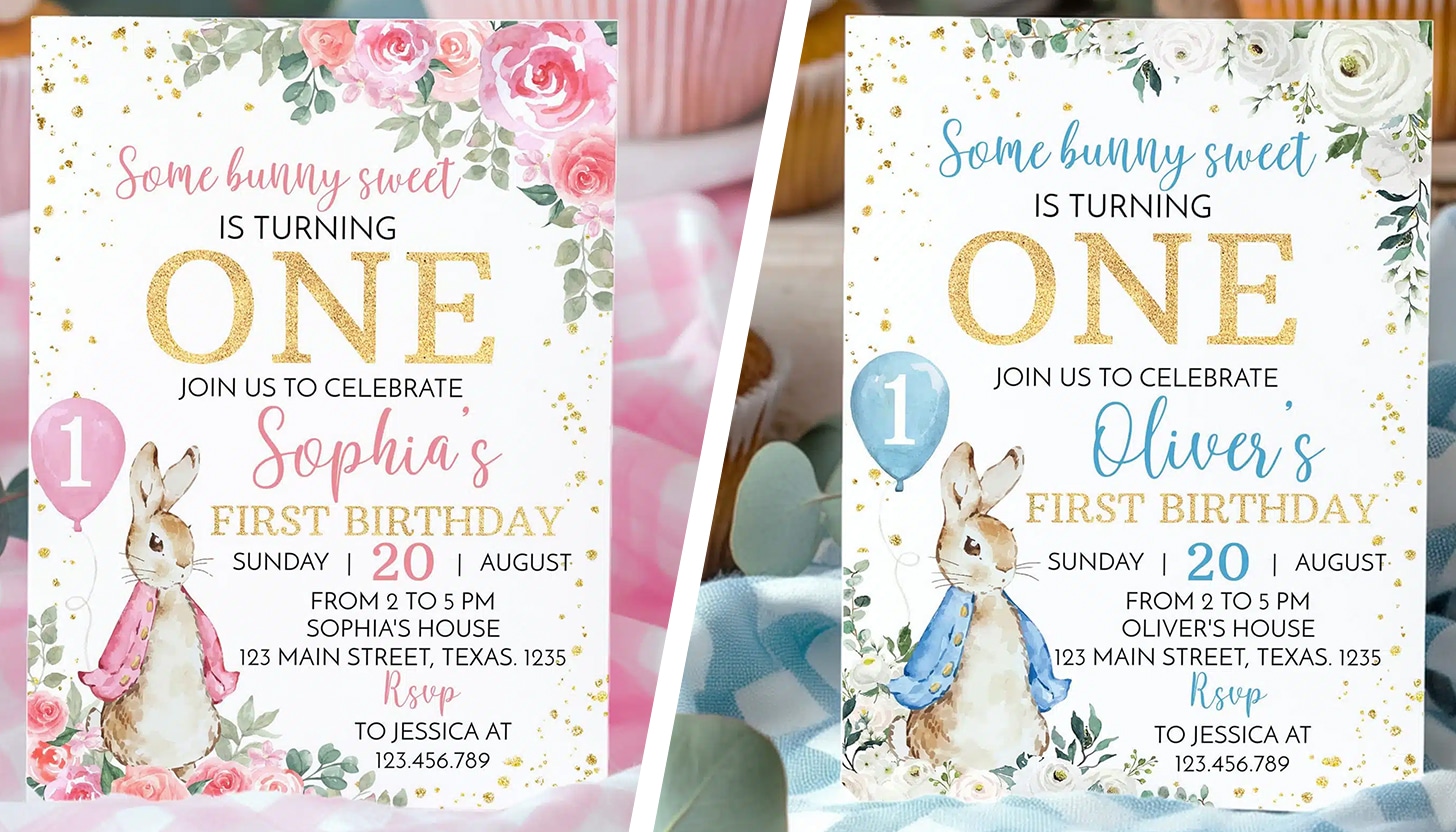 peter rabbit birthday invitation