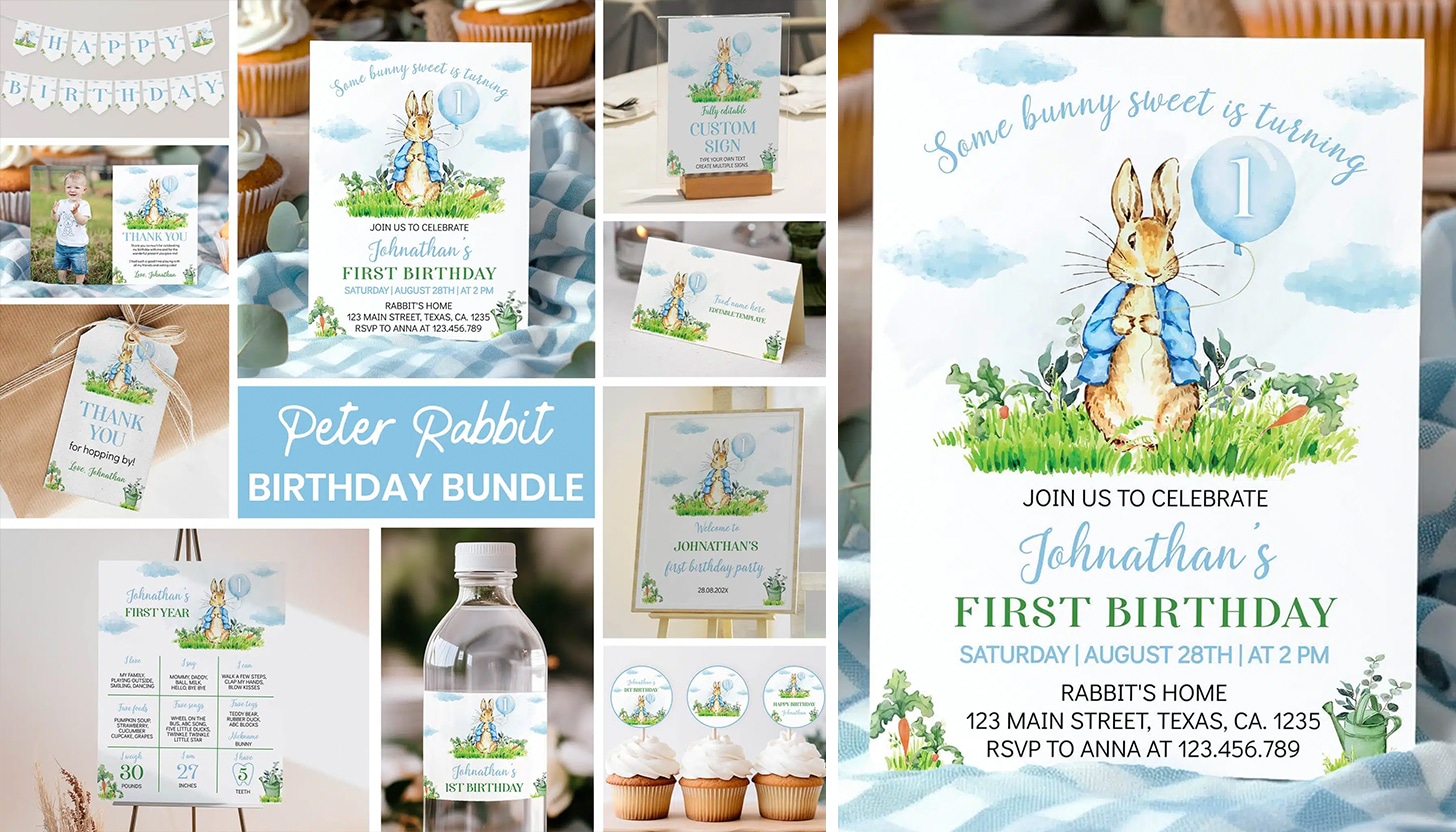peter rabbit birthday printables
