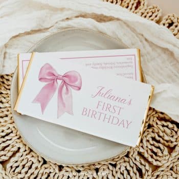 Pink Coquette Bow Birthday Chocolate Bar Wrappers
