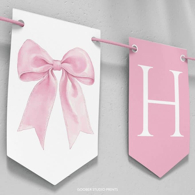 Pink Bow Coquette Birthday Banner - Image 2