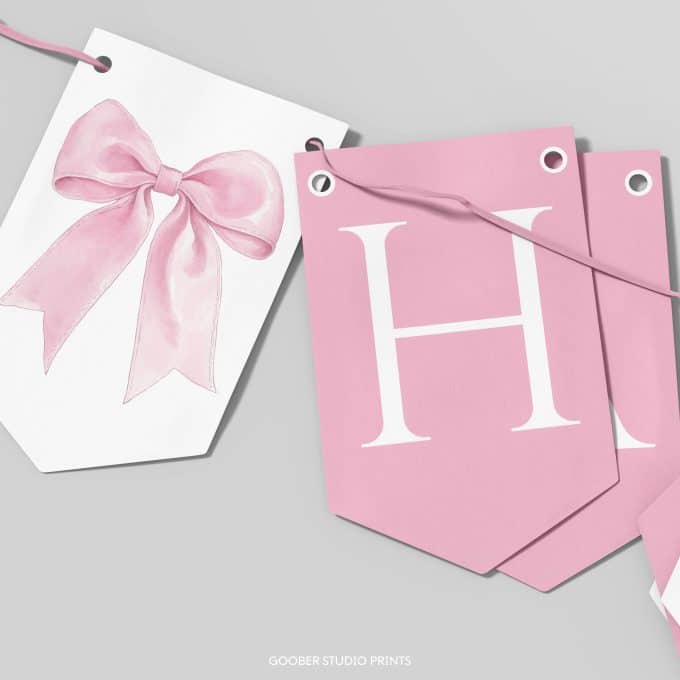 Pink Bow Coquette Birthday Banner - Image 3