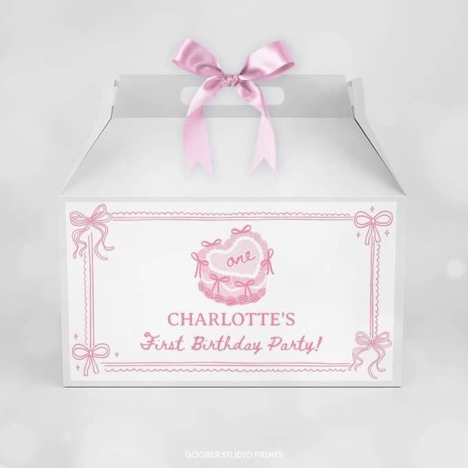 Pink Bow Birthday Gable Box Label - Image 2