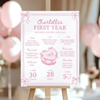 Pink Bow Birthday Milestone Poster
