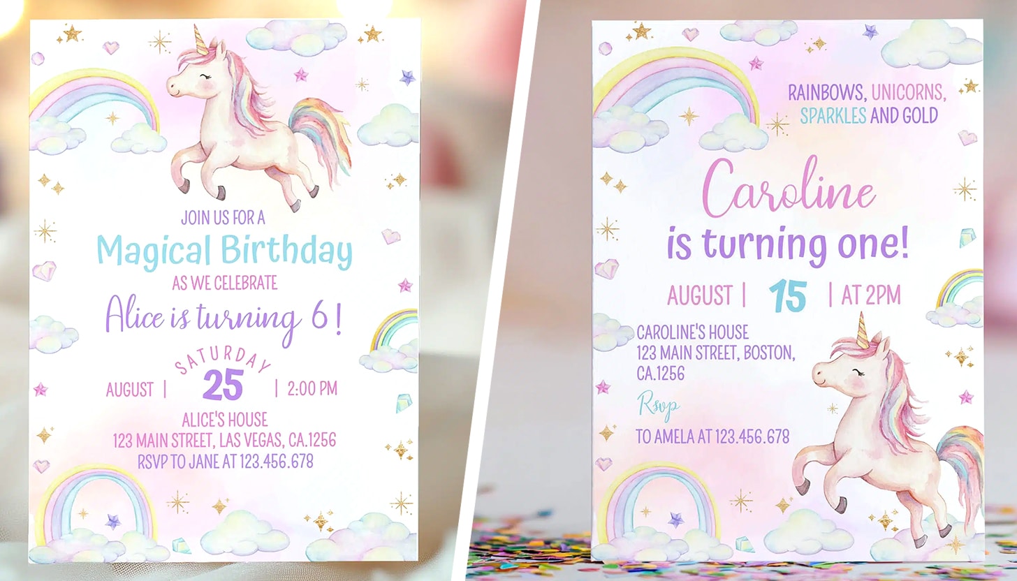 unicorn birthday invitations