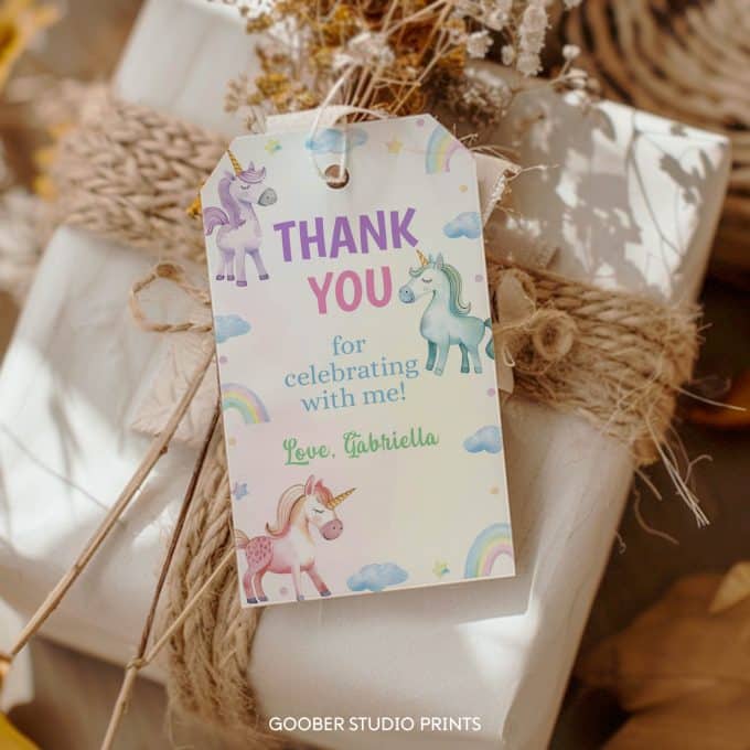 Unicorn Birthday Party Thank You Tag - Image 3
