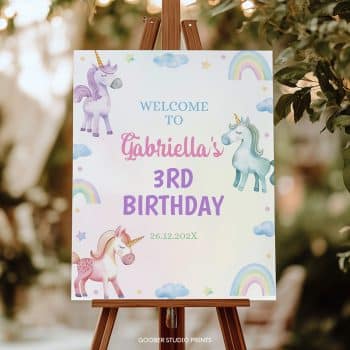 Unicorn Birthday Party Welcome Sign