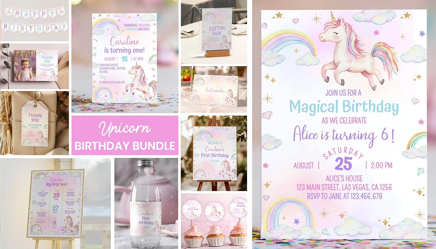 unicorn birthday printables