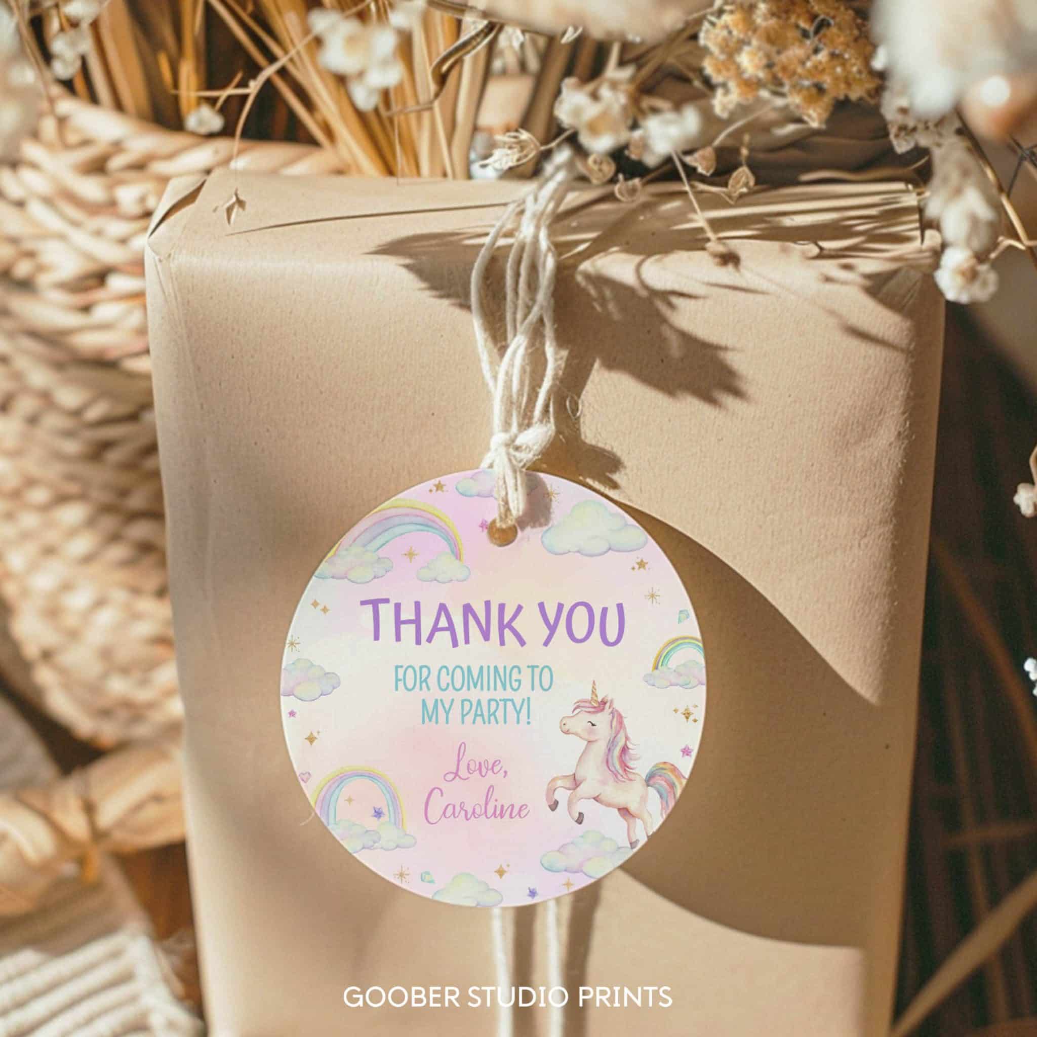 Unicorn Birthday Thank You Favor Tag - Image 2