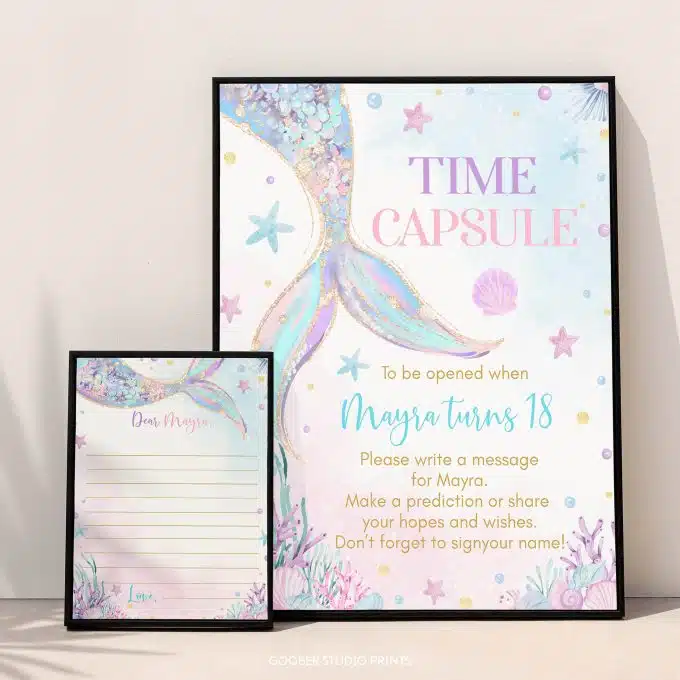 Mermaid Birthday Time Capsule Sign & Card - Image 3