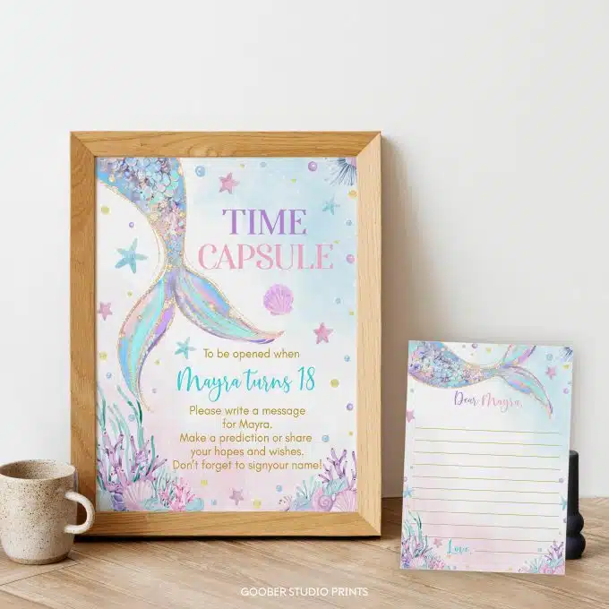Mermaid Birthday Time Capsule Sign & Card - Image 2