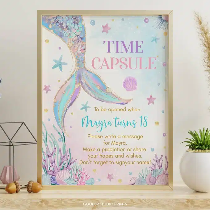 Mermaid Birthday Time Capsule Sign & Card - Image 4