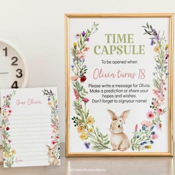 Bunny Birthday Time Capsule Sign & Card
