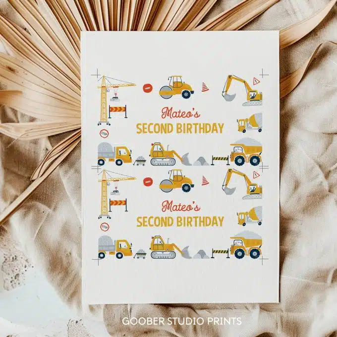 Construction Birthday Party Gable Box Label - Image 7