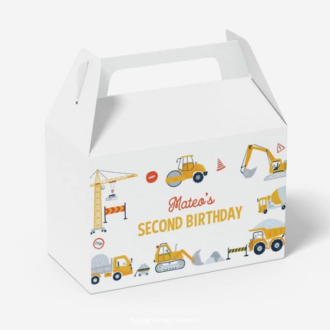 Construction Birthday Party Gable Box Label - Image 3