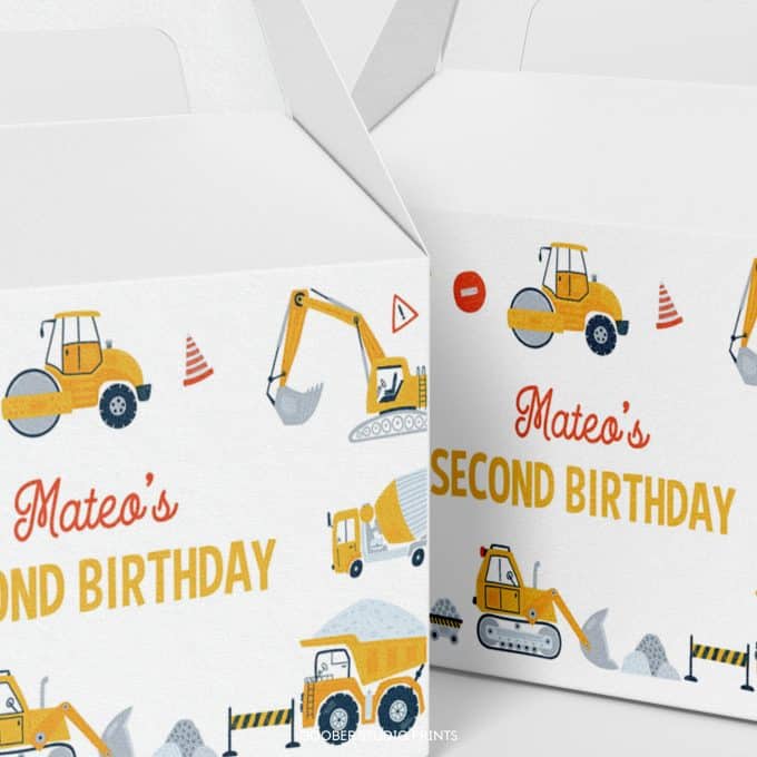 Construction Birthday Party Gable Box Label - Image 4