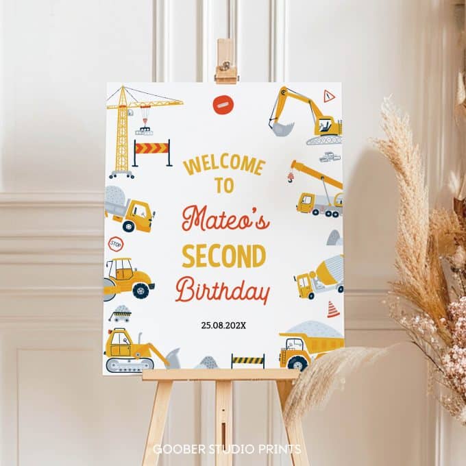 Construction Birthday Party Welcome Sign - Image 3