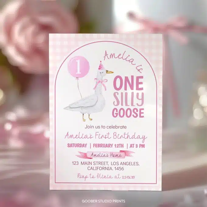 One Silly Goose Birthday Invitation - Image 2