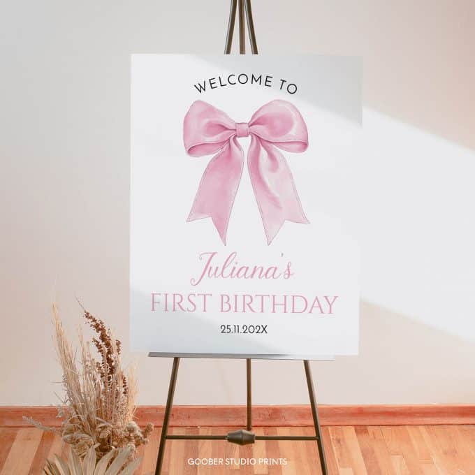 Pink Bow Coquette Birthday Welcome Sign - Image 7