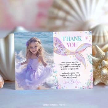 Mermaid Birthday Party Thank You Card