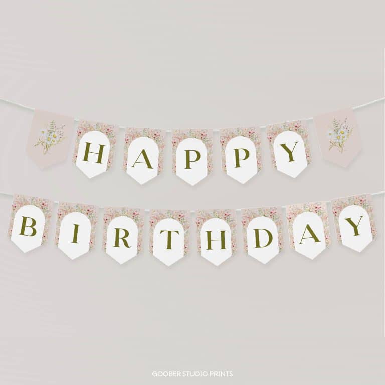Wildflower Birthday Party Banner - Goober Studio Prints