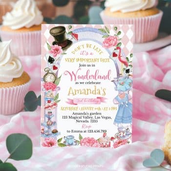 Alice Tea Party Birthday Invitation