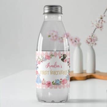 Alice in Onederland Birthday Water Bottle Label