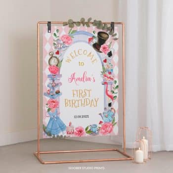 Alice in Onederland Birthday Welcome Sign