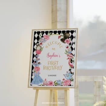 Alice in Onederland Birthday Welcome Sign