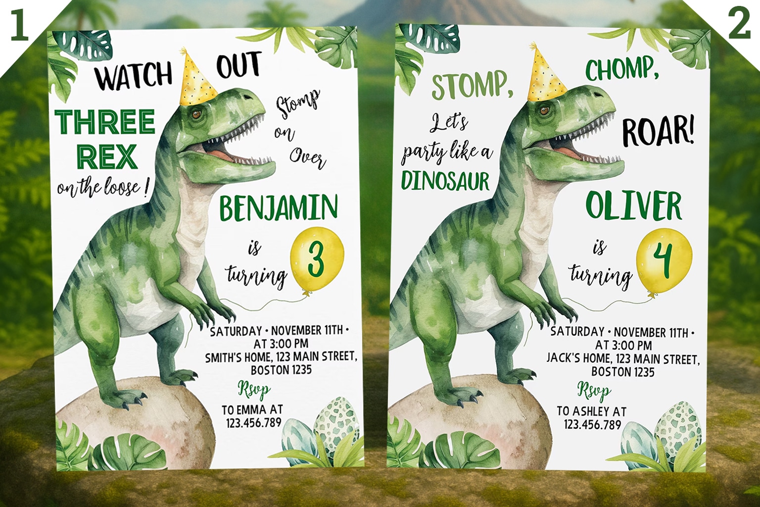 dinosaur birthday party invite template