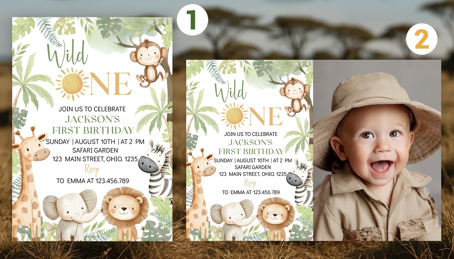 editable wild one birthday invitations template