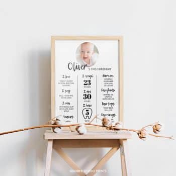 Minimal Birthday Milestone Photo Poster