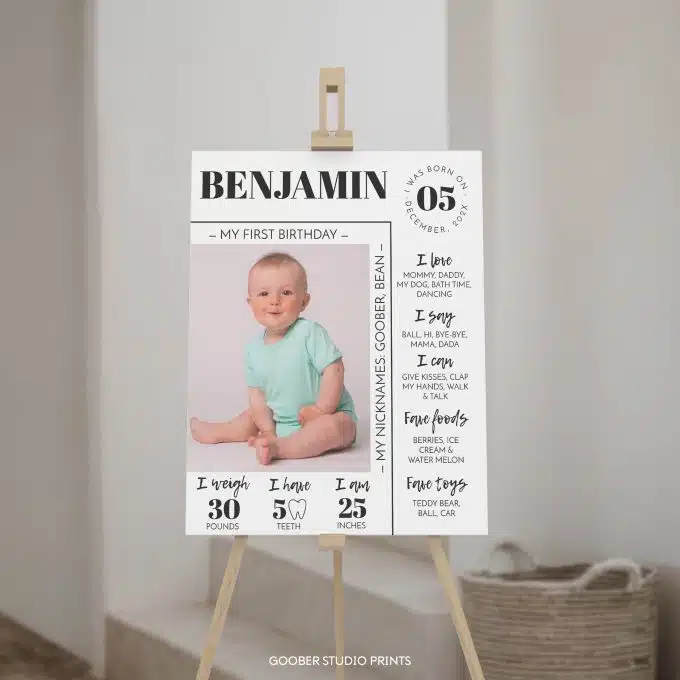 Modern Birthday Milestone Photo Poster - Image 4