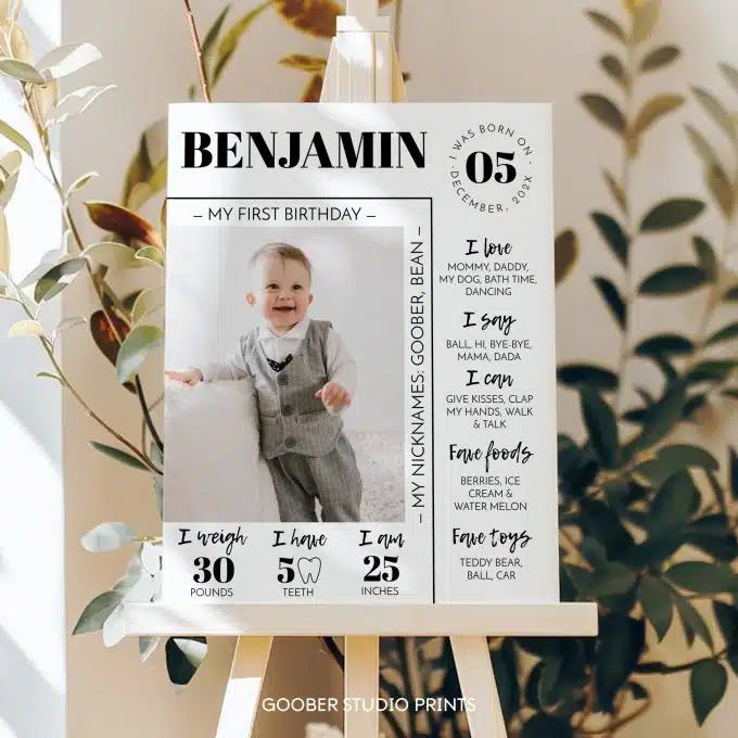 Modern Birthday Milestone Photo Poster