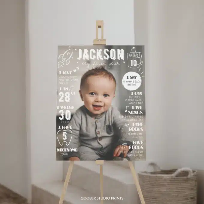 Modern Birthday Milestone Photo Poster