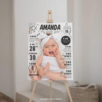 Modern Birthday Milestone Photo Poster