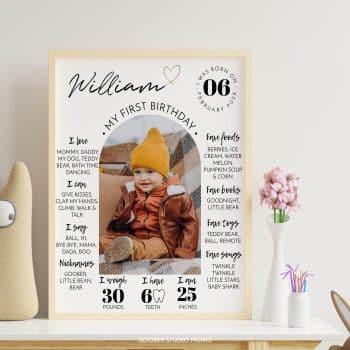 Modern Minimal Birthday Milestone Photo Poster