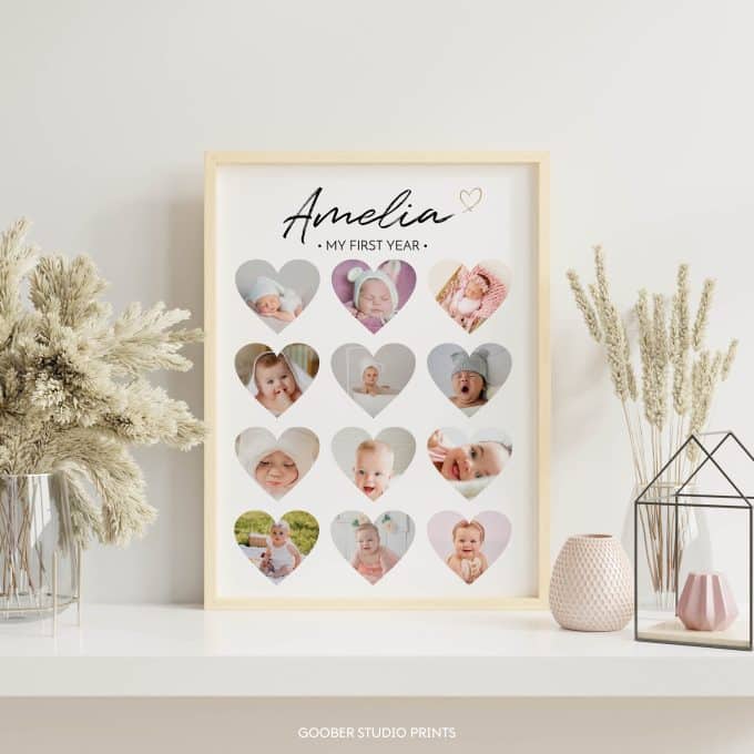 Modern Heart Birthday Milestone Photo Collage - Image 7