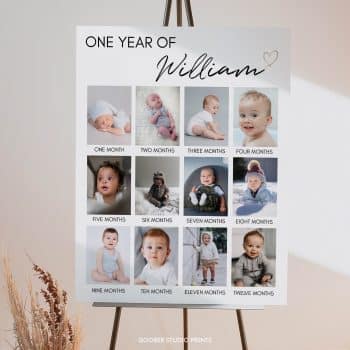 Minimalist Heart Birthday Milestone Photo Collage