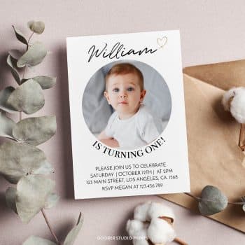 Modern Birthday Photo Invitation