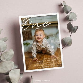 Modern Simple Birthday Photo Invitation