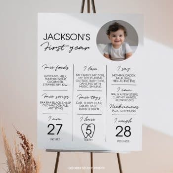 Modern Birthday Party Milestone Photo Poster