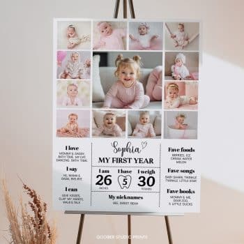 Minimal Birthday Milestone Photo Poster