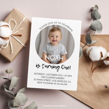 Modern Birthday Photo Invitation