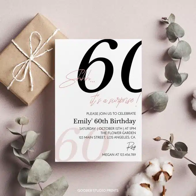 Modern 60th Birthday Invitation